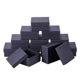 Pandahall 18-24 pcs lot Black Square Rectangle Cardboard Jewellery Set Boxes Ring Gift boxes for jewellery packaging F80 220509239v