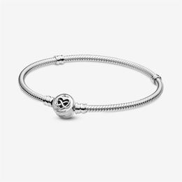 100% 925 Sterling Silver Moments Heart Infinity Clasp Snake Chain Bracelet Fashion Wedding Jewelry Accessories225T