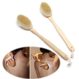 Whole- 1 pcs Wooden Bath Brush Long Handle Reach Back Body Shower Bristle SPA Scrubber Bathroom 42 7 5cm S9 Dis20299H