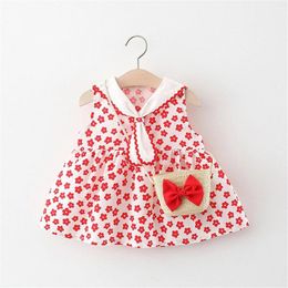 Girl Dresses Toddler Baby Suspender Ruffled Skirt Dress Flower Design Summer For Vacation Simple Frock