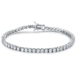 Quality 4A Entire 3mm 4mm CZ Tennis Bracelet In Real Solid 925 Sterling Silver Classial Jewellery 2pcs Lot291z