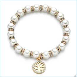 Beaded Pearl Bracelets For Woman Cuff Bracelet Anniversary Gift Luxury Jewelry Tree Of Life Pendant Drop Delivery Dhtlx