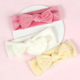 Hair Accessories Velvet Baby Headband Rib Bow Elastic Soft Nylon Born Girl Children Turban Infant Kids Headwear