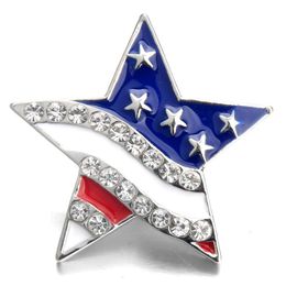 20pcs lot New Snap Jewelry Rhinestone American flag 18MM Snap Buttons Vintage Alloy fit Bracelet2893