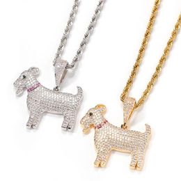 Lovely Men Women Necklace Gold Silver Colors Bling CZ Diamond Goat Pendant Necklace for Mens Women Nice Gift355K