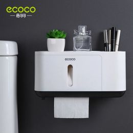 Toilet Paper Holders ECOCO Towel Tissue Box Dispenser Wall Mounted Storage Rack Holder Bathroom Organizer Accessories 231204