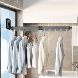 Hangers Racks Wall Mounted Clothes Drying Rack Clothes Hanger Towel Holder Strong Suction Laundry Drying Rack Door Bathroom Accessories 231205