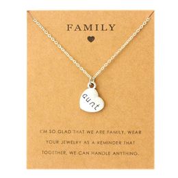 Aunt Sister Uncle Pendants Chain Necklaces Grandma Grandpa Family Mom Daughter Dad Father Brother Son Fashion Jewelry Love Gift305h