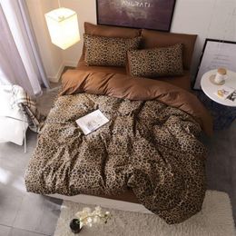 Brown leopard 100%Cotton Twin Bedding Set Queen King size Bed set Duvet Cover Bed sheet Fitted sheet ropa de cama parure de lit T2270l