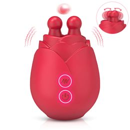 Sex Toy Massager Rose Vibrator Toy for Women Clitoris Stimulator with Tongue Licking Female Oral Nipple Toys Adults Goods