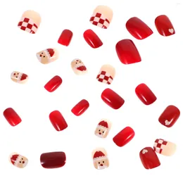 False Nails 24 Christmas Full Cover Xmas Snowflake DIY 3D Self- Adhesive Nail Decals Decor For