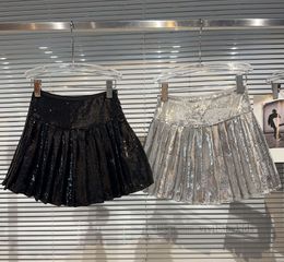 2024 Spring Big Girls shining sequins princess skirt old kids high waist pleated skirts teenagers all-matching clothes Z5780