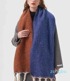 Scarves Winter Plush Simple Thickened Double-sided Solid Colour Lady Scarves Soft Cloth Hand-knotted Tassel Shawl Long Scarf for WomenL