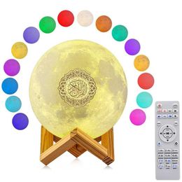 Portable Bluetooth Night Light Moon Lamp Quran Speaker Veilleuse Coranique Islamic Muslim Gift Home Decoration Y0910295M