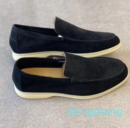 Casual Men Brands Shoes Suede Leather Oxfords Moccasins Walk Loafer Slip on Loafer Rubber Sole Flats