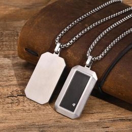 Pendant Necklaces JHSL Male Men Blank Statement Necklace Chain Rectangle Tag Fashion Jewellery Stainless Steel Silver Colour
