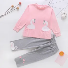 Clothing Sets Baby Girls Spring Autumn 2PCS Clothes Set Kids Pink Long Sleeves T Shirt Tops Leggings Pants 1Y 2Y 3Y