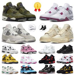 mens womens jumpman 4 basketball shoes black cat 4s bred reimagined pink cactus jack white cement frozen moments blue thunder designer sneakers trainers dghate