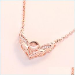 Pendant Necklaces Angel Wings Necklaces 100 Necklace Love Memory Women Luxury Jewellery Zircon Drop Delivery Jewellery Necklaces Pendants Dhhfz