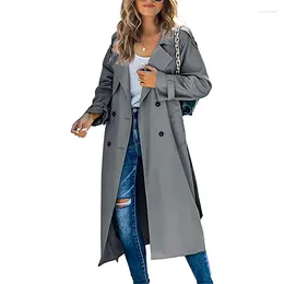 Women's Trench Coats Autumn And Winter Fashionable Temperament Solid Colour Long Sleeved Casual Windbreaker Jacket