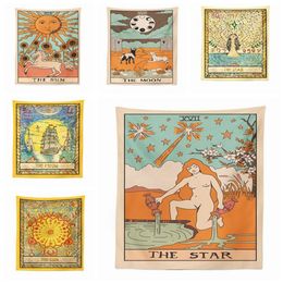 European tarot tapestry astrology wall hanging decoration cloth sun moon star tenture mural modern room dorm decor290j