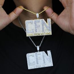 Chains Iced Out Sparking Cubic Zirconia Letter Came From Not Thing Pendant Personality Trendy Fashion Hip Hop 5A CZ CFN Charm Neck289R