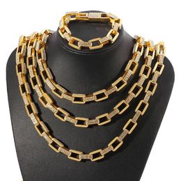 New Fashion Square Miami Cuban Chain Choker Necklace Pave Bling Rhinestone Hip Hop Necklace 18 20 24 Inch Jewelry3018