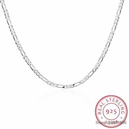 8 Sizes Available Real 925 Sterling Silver 4MM Figaro Chain Necklace Womens Mens Kids 40 45 50 60 75cm Jewellery kolye collares290I
