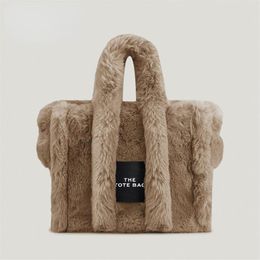 womens plush tote bags solid color furry handbags soft handle large capicity277k