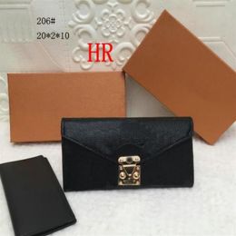 Designers 2pcs set Embossing Passport Classic Lychee Leather Wallets Packaging Purse Handbag Credit Card Holder Clutch Wristlet Wa199R