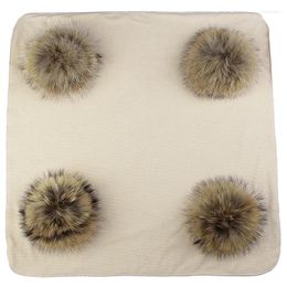 Blankets Born Kids Baby Warm Cotton Swaddling Blanket Travel Sleeping With 20cm Big Real Fur Pompom Bedding Swaddles Wrap