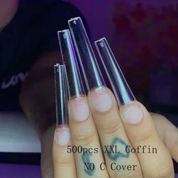 False Nails 500pcs No C Curve XXL Coffin Tips Straight Square Half Cover Nail Acrylic Gel Manicure Tool 231204