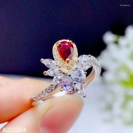 Cluster Rings KJJEAXCMY Fine Jewellery 925 Sterling Silver Inlaid Natural Gemstone Ruby Female Ring Beautiful Support Test Selling