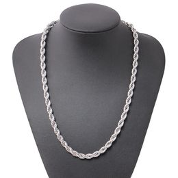ed Rope Chain Classic Mens Jewellery 18k White Gold Filled Hip Hop Fashion Necklace Jewellery 24 Inches273V