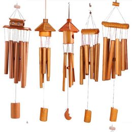 Decorative Objects & Figurines Decorative Objects Figurines Bamboo Wind Chimes Balcony Outdoor Garden Diy Home Decor Bell Wall Hanging Dhhul