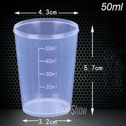 50cc measuring cups 50ml clear plastic cup 100pcs lot with scale small cup whole2826
