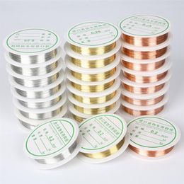 0 25 0 3 0 4 0 5 0 6 0 7 0 8 1mm 10 Roll Alloy Cord Silver Gold Craft Beads Rope Copper Wires Beading Wire For DIY Jewelry271w