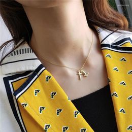 Pendant Necklaces MEISHICHAO 925 Sterling Sliver Double Gold Colour Hands Together Praying Cross Choker Necklace Women244f