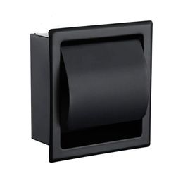 Black Recessed Toilet Tissue Paper Holder All Metal Contruction 304 Stainless Steel Double Wall Bathroom Roll Paper Box 200923208m