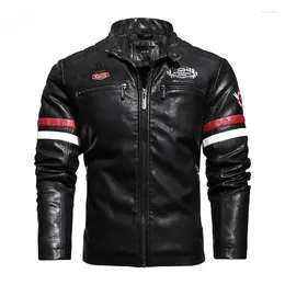 Men's Jackets 2023 Autumn And Winter Motorcycle Racing Leather Jacket Embroidered Colour Matching Thin Single-layer