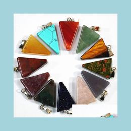 Pendant Necklaces Fashion Natural Onyx Quartz Stone Pendants Charms Triangle Arrow For Necklace Making Drop Delivery Jewellery Dhpjk