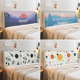 Bedspread Cartoon Summer Sunset Universal All-inclusive Furniture Bed Head Cover Print Dust-Proof Bedroom Sofa Bed Headboard Slipcover 231205
