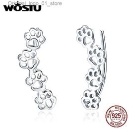 Stud WOSTU NEW Arrival 925 Sterling Silver Pet Pawprint Paw Print Stud Earrings For Women Original Earring Silver Jewellery Gift CQE430 Q231205