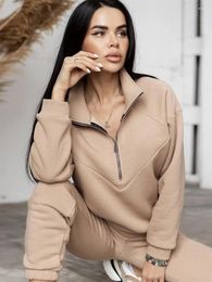 Women's Two Piece Pants Fashion Fleece Tracksuit Women 2 Set Outfits Autumn Clothing Pullover Sweatshirt Top And Suits Casual Sets