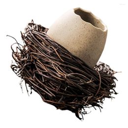 Vases Ceramic Bisque Hydroponic Decorative Ostrich Eggshell Bird's Nest Vase Plant Pot Household Planter Ceramics With