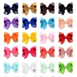 40pcs lot 3 Inch Pure color Summer Style Solid Ribbon Bows WITH Hair Clips Boutique kids Hair Accessories231S
