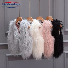 Waistcoat Girls Fur Coat Baby Warm Winter Coats Thick Faux Fur Fashion Kids Jacket Coat For Girl Outerwear Children Clothing Long Faux Fur 231205