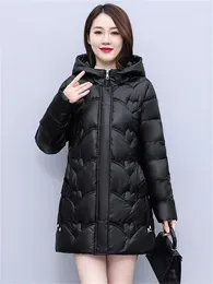 Women's Trench Coats Cotton Coat Women 2023 Winter Fashion Long Loose Slim Bright Needn't Wash Hooded Parkas Jacket