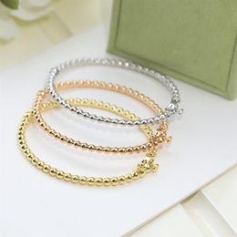 Bracelets Bangle Brand Designer Perlee Copper Bead Charm Three Colours Rose Yellow White Gold Bangles For Women Jewellery With Box Pa306t