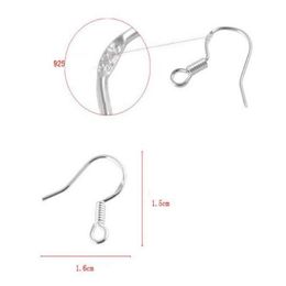 Sterling 925 Silver Earring Findings Fishwire Hooks Ear Wire Hook French HOOKS Jewellery DIY 15mm fish Hook Mark 9252712